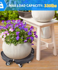 Heavy Duty Plant Caddy With Wheels For Indoor Outdoor Use Rolling Plant Stand With 8 Lockable Casters under potted flowers