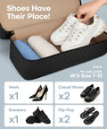 Open shoe compartment of Spacious Travel Duffel Bag For Women With Shoe Compartment And Carry On Weekender Tote, containing sneakers.