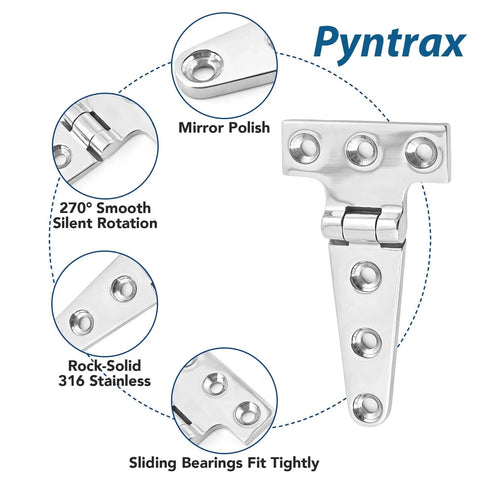 Heavy Duty Stainless Steel T Hinge Marine Grade 316 Hinges For Boat Hatches Toolbox Doors And Gates 4 By 2 Inch 2 Pack