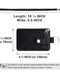 Ultra Slim RFID Blocking Wallet With ID Window And Lanyard, Water Resistant Zip Case dimensions and lanyard shown