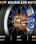 Close-up of 750W brushless motor on Adult Electric Bike With 750W Motor And 960Wh Battery Rolling Smooth Up To 30Mph Featuring 26 Inch Fat Tires.