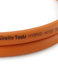 Close-up of Built Tough Heavy Duty Hybrid Air Compressor Lead In Hose 3 Eighth Inch By 6 Feet with orange tubing.