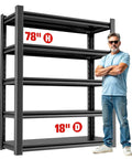 Beefy Heavy Duty 5 Shelf Garage Storage Rack For Home, Workshop And Utility Spaces, Tough Metal Shelving Unit Holds Up To 200 Lbs Per Shelf