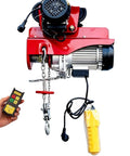 Heavy Duty Wire Rope Electric Hoist With Dual Wireless Remote And Auto Lock Brake For Diy Lifting Projects Up To 1100 Lbs, showcasing remote and motor.