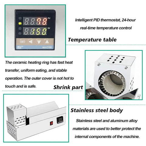 Premium Stainless Steel Electric Heat Shrink Wrapping Machine For Wine And Olive Oil Bottles Digital Thermostat with PID display.