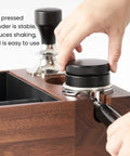 Using Wooden Coffee Tamping Stand Station 4 In 1 Tamper Holder With 1.5L Stainless Steel Slag Box 58mm Nonslip Tamp Tray