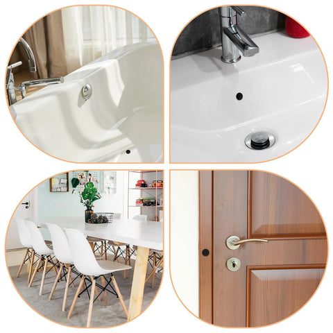 90 Pcs Silicone Rubber Hole Plugs Set In Assorted Sizes From 4mm To 9.5mm installed in sinks, bathtubs, doors, and table legs