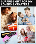 Cordless Electric Scissors Rechargeable Box Cutter That Slays Through Cardboard Fabric Leather And Paper With Self Sharpening Blade 240Rpm Motor shown with people celebrating with gifts.