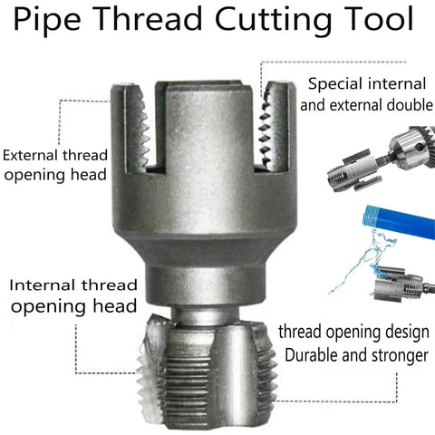 4 In 1 Water Pipe Wrench With Integrated Internal And External Threading, Pipe Tapping And PVC Threader for quick plumbing fixes