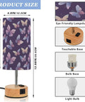 Watercolor Butterfly Decor Bedside Lamp With 3 Way Dimmer And Touch Control Charging Station for bedroom, nightstand view