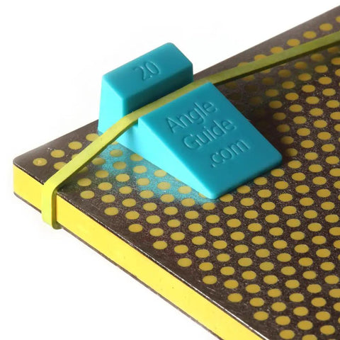 Pro Grade Knife Sharpening AGM Angle Wedges Set, Adjustable Jig Guides 10 to 20 Degrees Blue Plastic, Durable One And A Half Inch Length, Two Guides Allow Up to 39 Degrees for Precise Edge Alignment