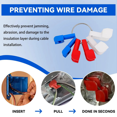 Pull Buddy Wire Pulling Kit For Electricians Rack A Tiers Six Piece Pro Grade Set shown preventing wire damage during use