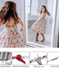 Girl in floral dress twirling by a mirror with 13Ft Led Vanity Mirror Lights Kit Bendable No Cutting Required With Dimmer
