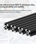 11.8 Inch European Standard T Slot Aluminum Extrusion Rail Kit, 4 Pieces, Anodized Black for 3D Printer and CNC DIY, High Strength Linear Motion Guide for Precision Builds, 6063-T5 black profile set