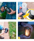 P2 Solar Flickering Flame Torch Light With Realistic Fire, IP65 Waterproof Outdoor Tiki Lamp shown in installation steps