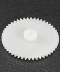 Set Of 50 Plastic Gears With 56 Teeth Model 562A Reduction Worm Gear For RC Cars And Robot Motors, 0.5 Modulus, shown in close-up.