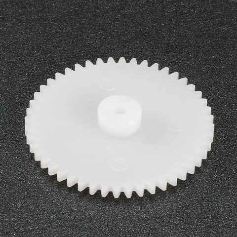 Set Of 50 Plastic Gears With 56 Teeth Model 562A Reduction Worm Gear For RC Cars And Robot Motors, 0.5 Modulus, shown in close-up.