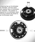 Close-up of 8 Pack 76mm Inline Skate Wheels With Bearings For Indoor And Outdoor Replacement, showing bearing and washer details.