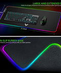 Gigantic RGB Gaming Mouse Pad With 14 Light Modes Extra Large 31.5 By 12 Inch Extended Soft LED Surface Anti Slip Rubber Base