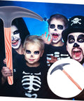 Inflatable Pickaxe 4 Pack for Party Favors and Pranks, Safe PVC Material, Easy to Inflate shown with kids in Halloween costumes