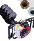 Gas Powered Post Hole Digger 62cc 2 Stroke Earth Auger With 12 Inch Bit Set shown with auger and engine close-up