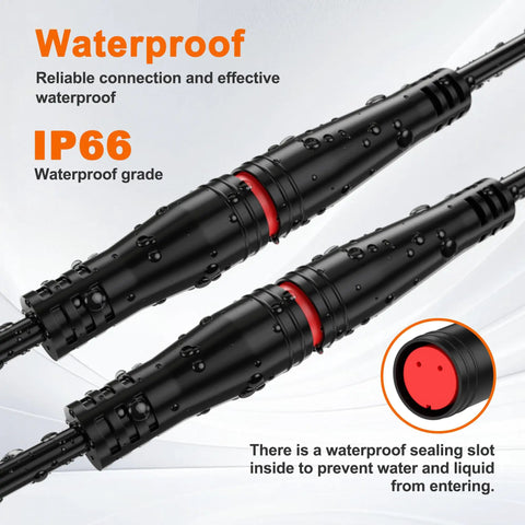 Waterproof Ebike Extension Cable With 2Pin To 6Pin Connectors, Single Connector Design For Lights, Throttle, Ebrake, DIY Ebike Parts, 0.65ft Cable, 25cm, 24AWG For Electric Bicycle Wiring Upgrades