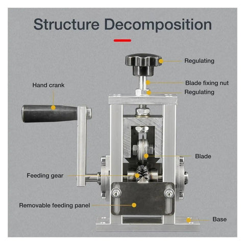 Structure breakdown of Heavy Duty Manual Electric Wire Stripping Machine For Scrap Copper Cable Peeling 1 To 20mm.