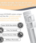 Heavy Duty Center Drawer Slide Rail For Refrigerator Crisper Bin, food grade white plastic material, close-up detail view.