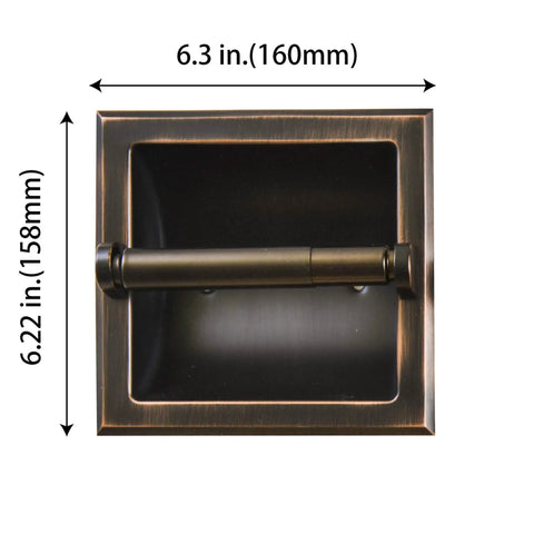 Recessed Wall Mounted Toilet Paper Holder In Oil Rubbed Bronze Heavy Duty Metal Roll Holder With Rear Mounting Bracket