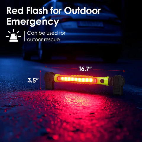 Third Gen LED Work Light For Mechanics, Beast Mode 3200 Lumens Under Hood Brightness, Rechargeable 6000mAh Magnetic Bar with red flash.