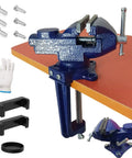 Do-It-All Bench And Table Vise With Clamp-On Mount, 360 Degree Swivel, End-Point Lock, Portable Clamp-On Vise for DIY Projects