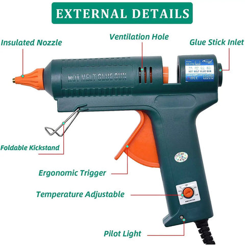 High Power 150W Hot Glue Gun With 6 Copper Nozzles Temperature Adjustable DIY Craft Repair Tool Pro Melt Gun