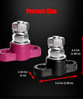 Street Ready 3/8 Inch Power Distribution Block And Bus Bar With 250 Amp M10 Single Stud For 12 Volt Systems Battery Junction Terminal Quick Hookup Red And Black, showing compact size with pink and black options.
