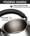 Whistling Stovetop Tea Kettle With Food Grade Stainless Steel, 1.5 Quart Capacity, Boils Fast, Cool Touch Folding Handle detail