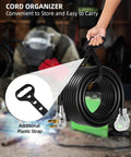 25 Feet 250V Welder Extension Cord With LED Indicator, Heavy Duty 10 AWG SJTW Outdoor Welding Cable, NEMA 6-50P To 6-50R, 30 Amp 3 Prong Power Extension for Welding Rigs, Black, coiled with cord organizer