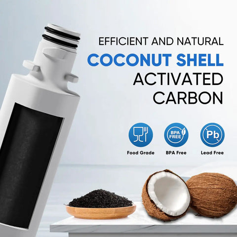 Replacement Water Filter For LG LT1000P LT1000PC ADQ747935 9980 Series Refrigerators 2 Pack showing coconut shell carbon