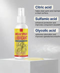 Heavy Duty Rust Remover And Anti Rust Lubricant Spray doing the heavy lifting on stuck chains and gears, 180ml spray bottle.