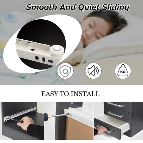 Heavy-Duty Drawer Slides For Wood Drawers And Office Furniture, Smooth 2-Section Roller Rails With Partial Extension, 35kg Load Capacity, Durable Metal Hardware, Easy Install, 1 Pair on office drawer