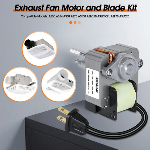 Upgraded Bathroom Exhaust Fan Motor And Blade Kit For Quiet 80 CFM High Airflow Replacement, with plug and components