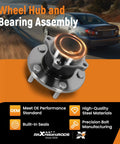 Rear Wheel Bearing And Hub Assembly 512347 For Mazda 3 And Mazda 5 5 Lug ABS Encoder 4-Bolt Square Flange display