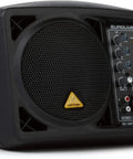 Close-up of Eurolive B205D 150 Watt Active PA And Monitor Speaker System with controls and logo visible on front panel.