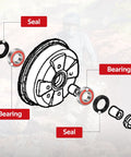 Diagram of Front Wheel Hub Bearings And Seals For Honda ATV Recon Rancher TRX 200 250 1990s To 2022 2x4 Replacement