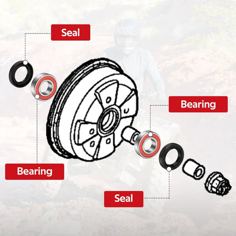 Diagram of Front Wheel Hub Bearings And Seals For Honda ATV Recon Rancher TRX 200 250 1990s To 2022 2x4 Replacement