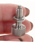 Real Deal Heavy Duty Stainless Steel Locking Plungers Double Quick Release Pull Ring Spring Pins Featuring Knurled Grip Handles in hand