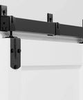 Close-up of Exterior Barn Door Hardware Kit With Door 96 By 84 Inches K Frame 16 Foot Heavy Duty Black Sliding Track System