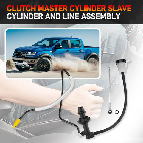 Ford Ranger Clutch Master Cylinder Slave Cylinder And Line Assembly Plug And Play Pre Filled For 2.3L 2.5L 3.0L 4.0L Ranger And Explorer Mazda B2300 B2500 B3000 B4000 Navajo Pickup Replacement CC649032 PM0720