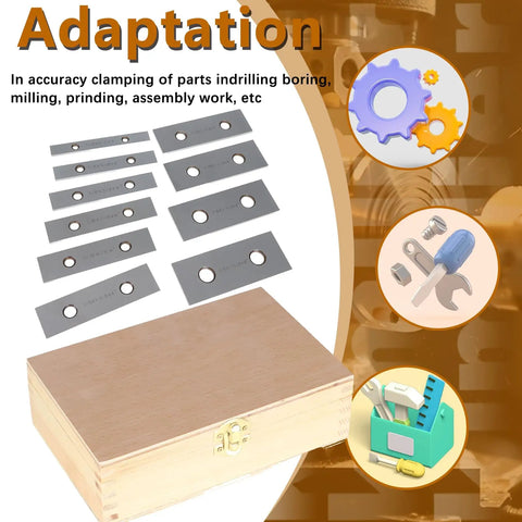 Ten Pairs Of Four Inch Steel Parallel Gauge Blocks One Eighth Inch Thick With Accuracy Of 0.0002 Inch Ideal For Machinists And DIY Enthusiasts Pro Grade For Precision Work In CNC Milling And Calibration Shipped In Wooden Or Plastic Box Randomly