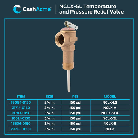 3/4 inch water heater relief valve NCLX-5L by Cash Acme