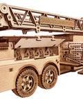 Rescue Firetruck 3D Wooden Puzzle Kit For Adults Build Your Own Hands On Realistic Wood Fire Engine Model 636 Pieces No Glue Needed With Illustrated Step By Step Guide, side view