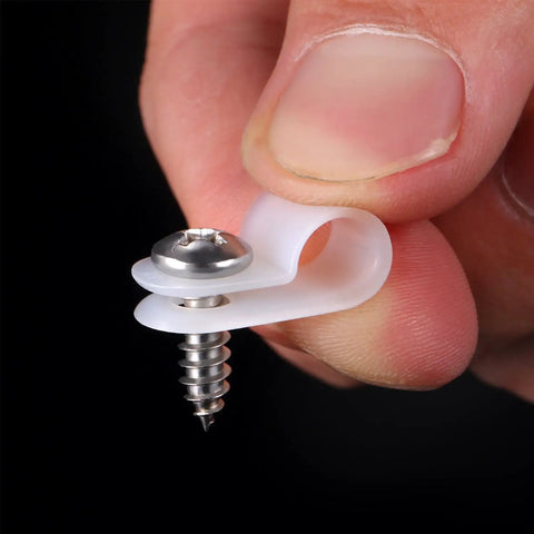 Close-up of R Type Cable Clips Set 50 Pack Nylon Wire Clamps No Fuss Quick Install With Screws For Snug Cable Management